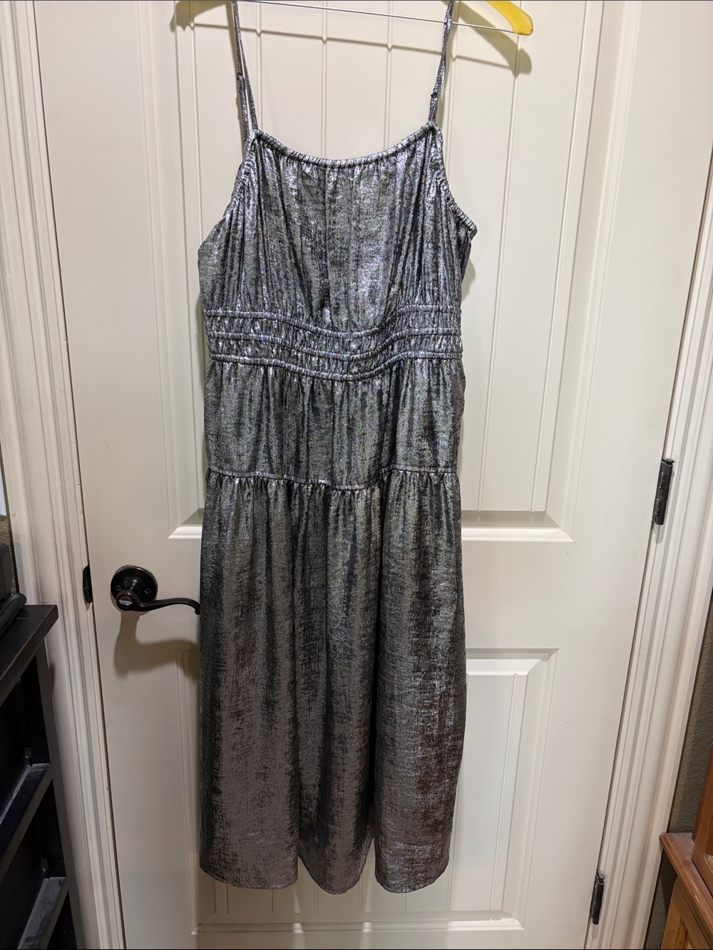 Old Navy Silver Metallic Spaghetti-Strap Midi Dress
